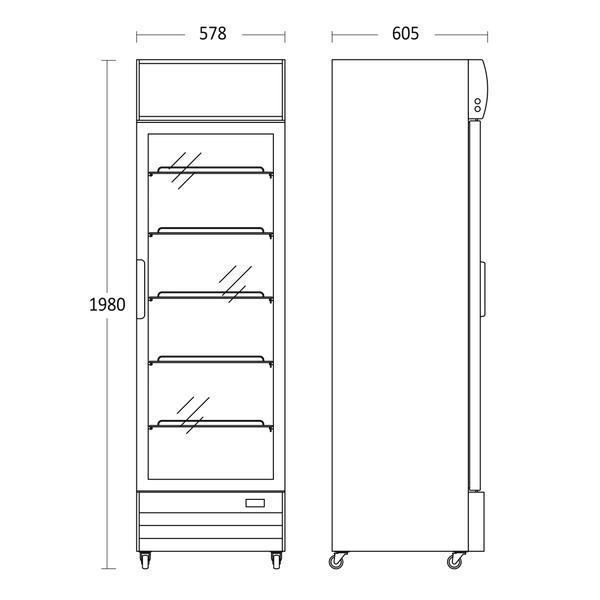 Displaykyl - 1 dörr - 317 liter - svart - SD 417 BE