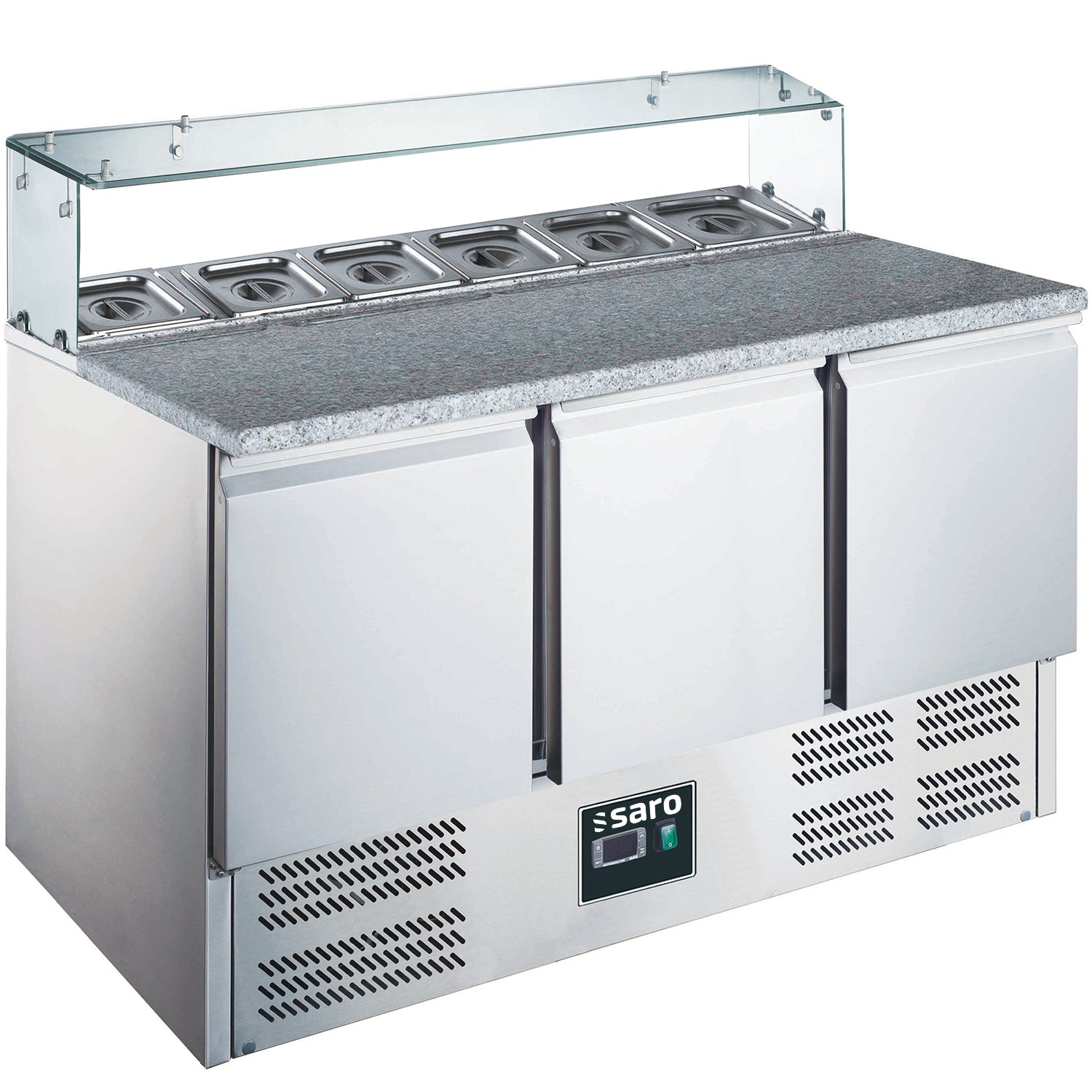 SARO Pizzabänk med 3 dörrar - med glasskiva modell EPS 903 G