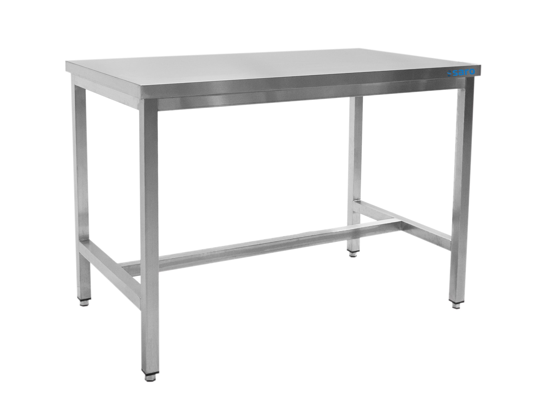 SARO bord i rostfritt stål, utan nedre hylla - 600 mm djup, 1800 mm