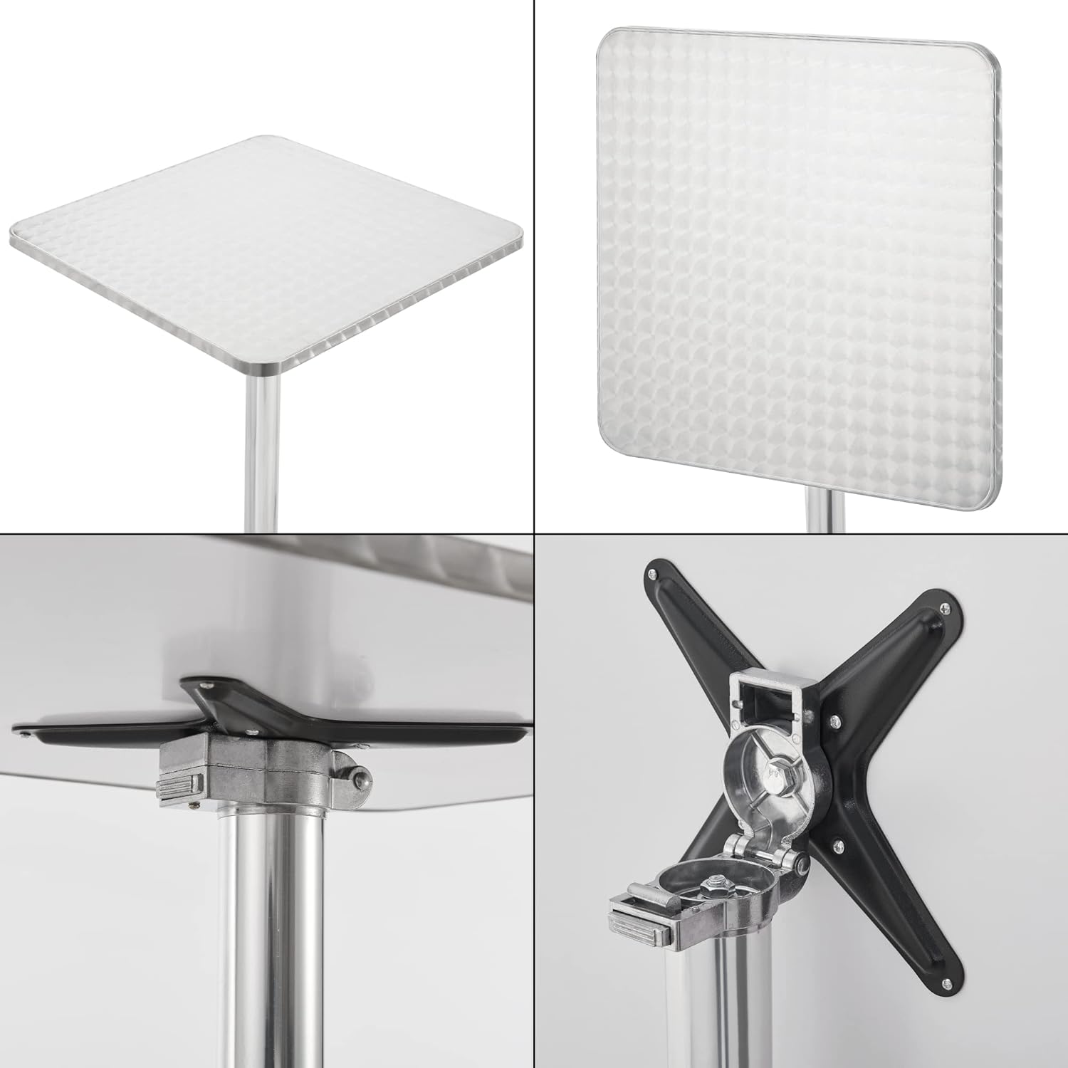 Soffbord - 60x60 cm - stål - hopfällbart - 2 st.