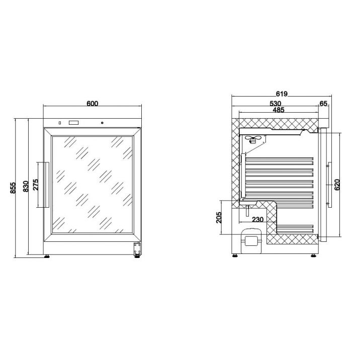 Kylskåp - 1 glasdörr - 130 liter 