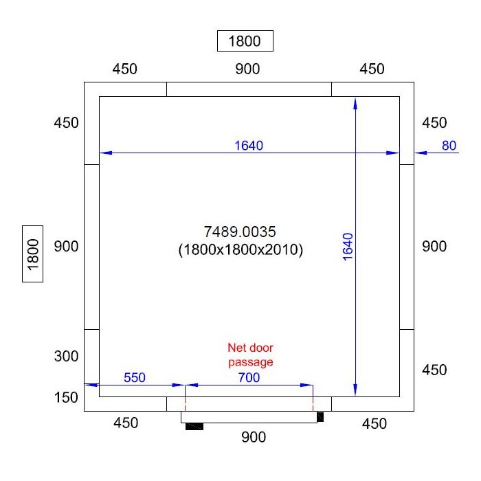 Kylrum / Frysrum - 150 x 150 cm - 220 cm hög