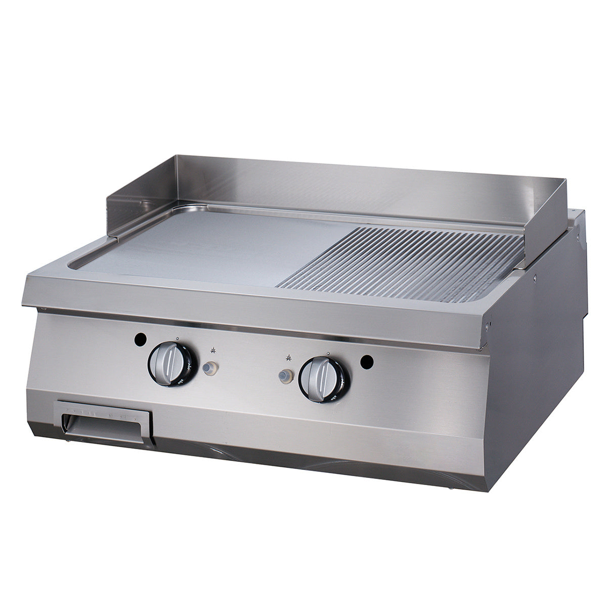 Premium grill - Halvräfflade krom - Dubbel enhet - 90 cm djup - Gas