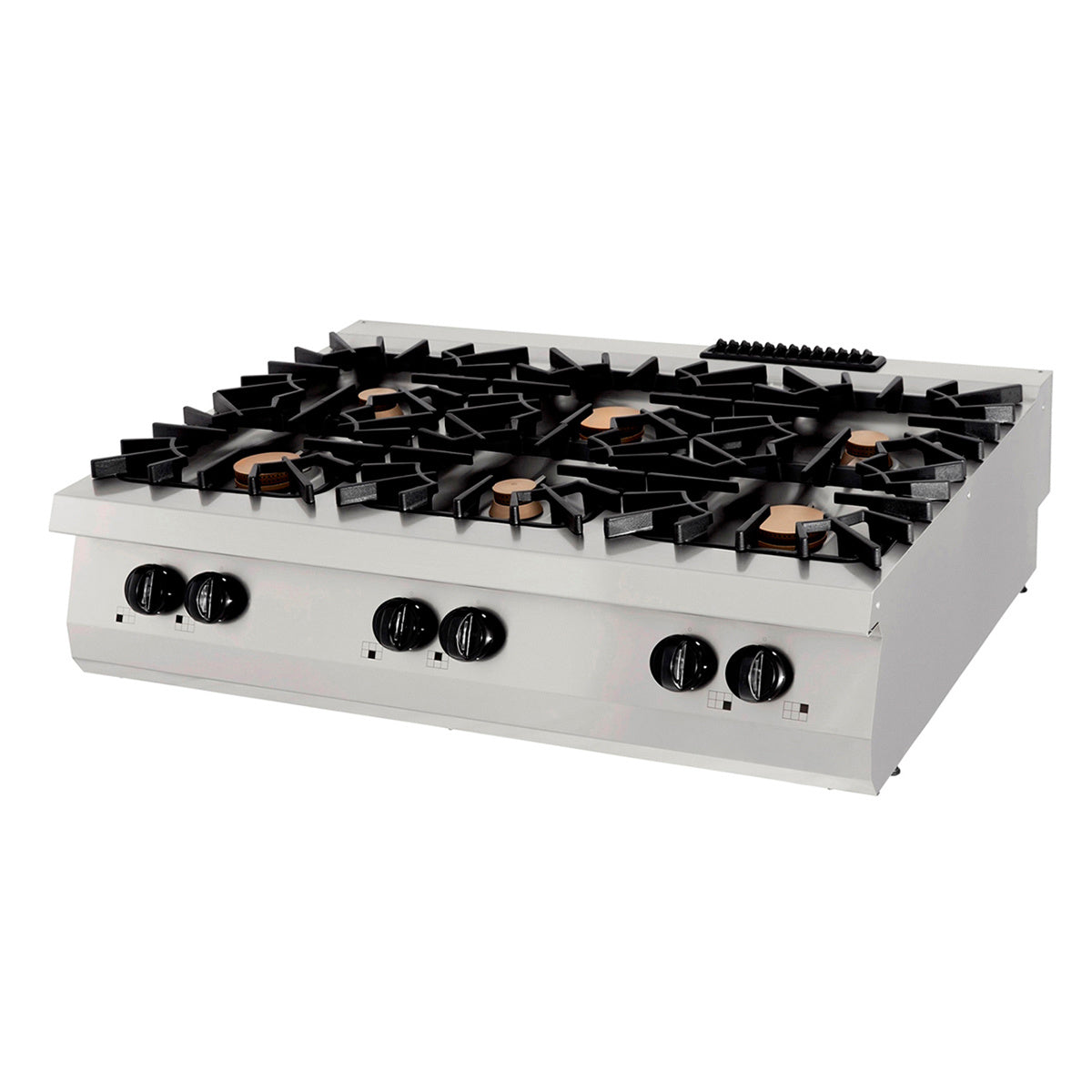 Premium spis - 6 brännare - Trippel enhet - 90 cm djup - Gas