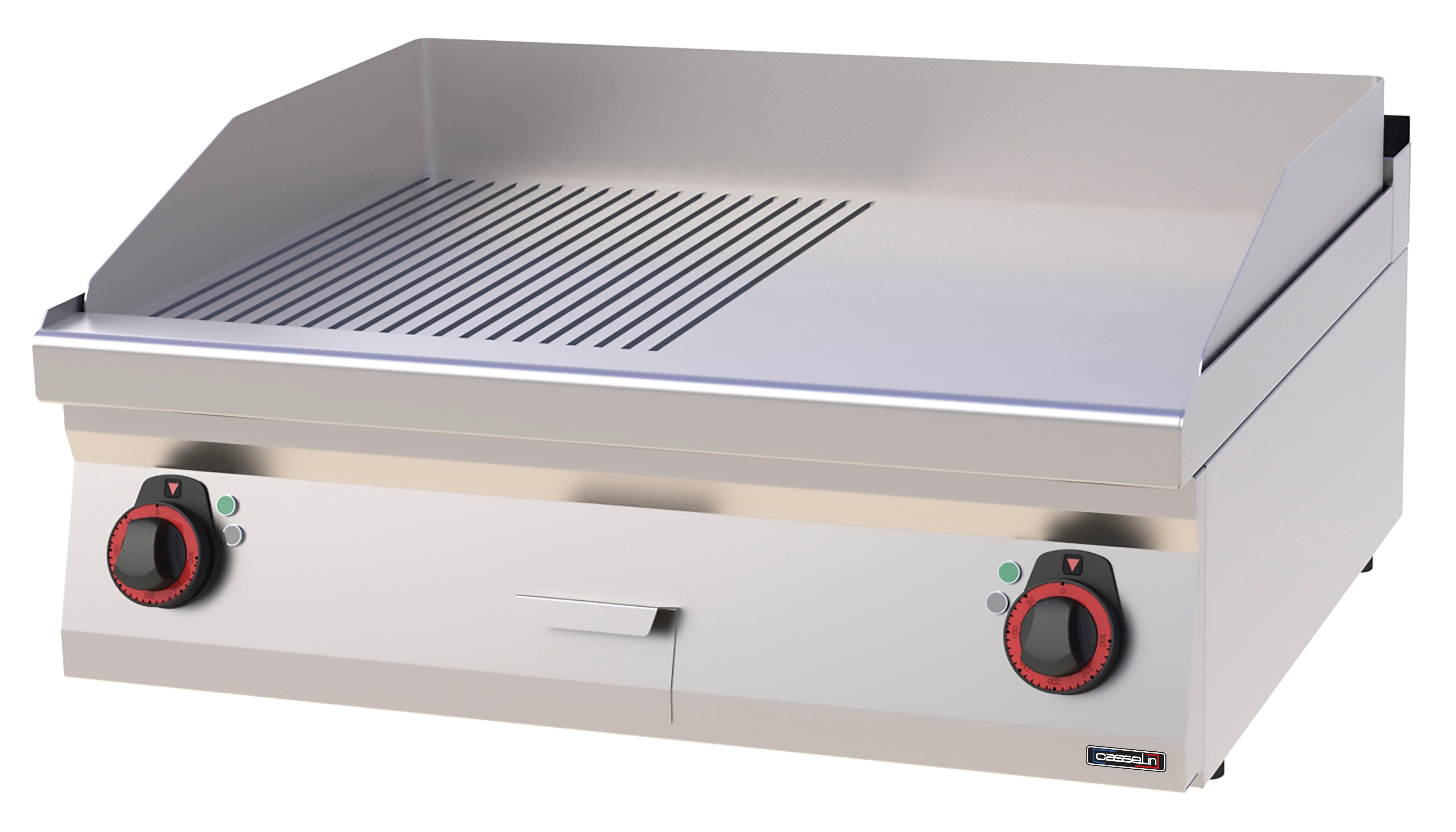 Grillplatta Rillet Slät Krom 80