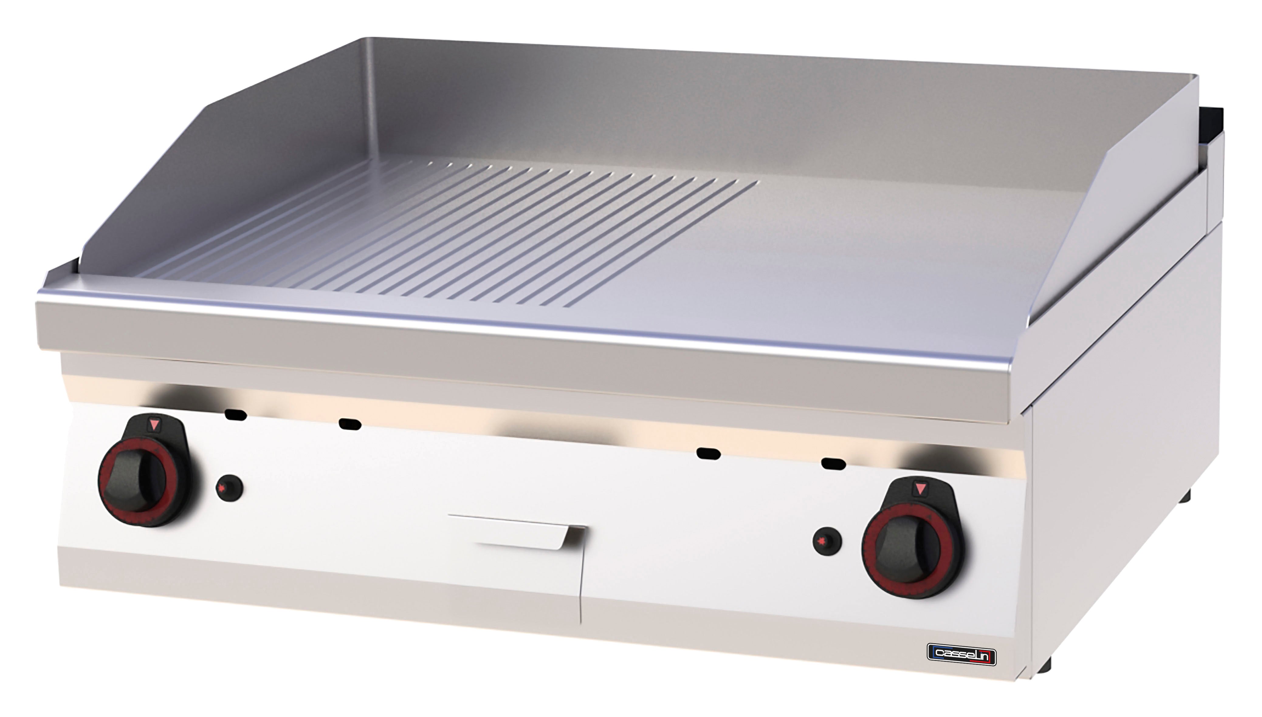 Gasgrillplatta Rillet Slät Krom 80