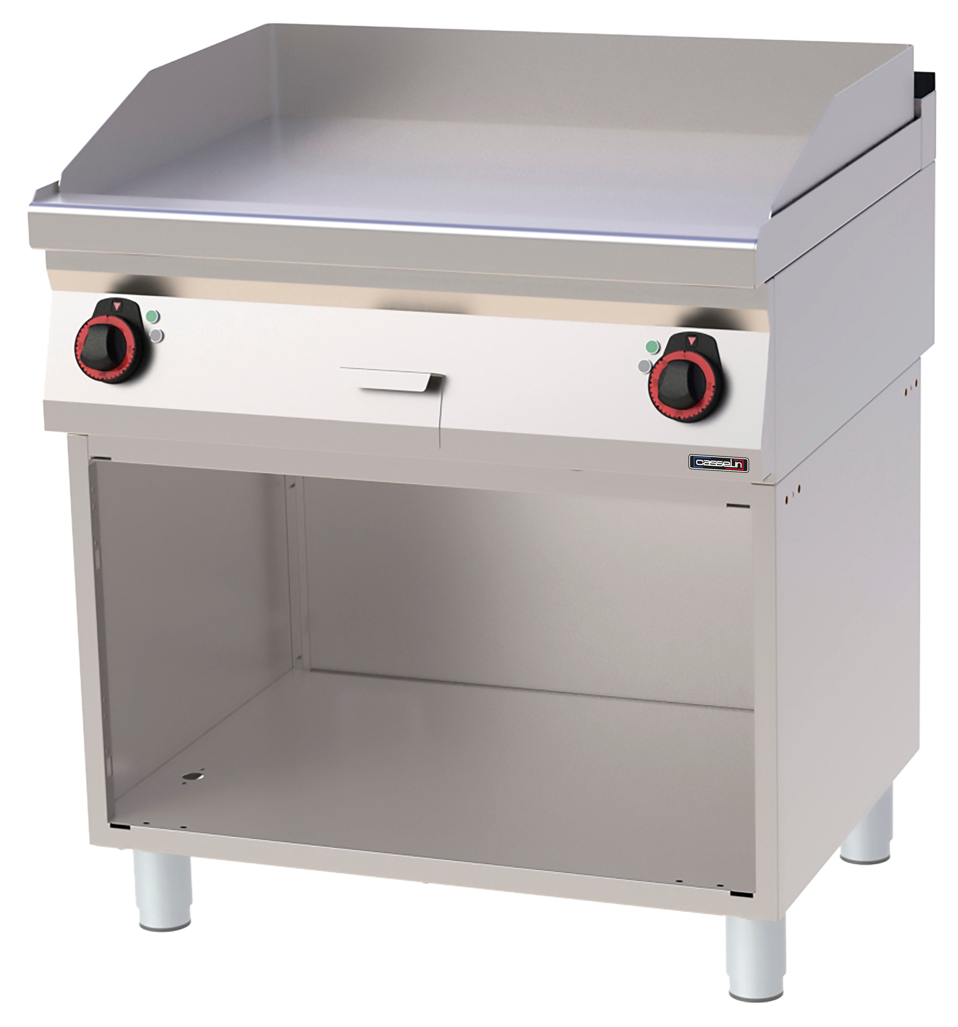Grillplatta, slät, gjutjärn med öppen hylla 80