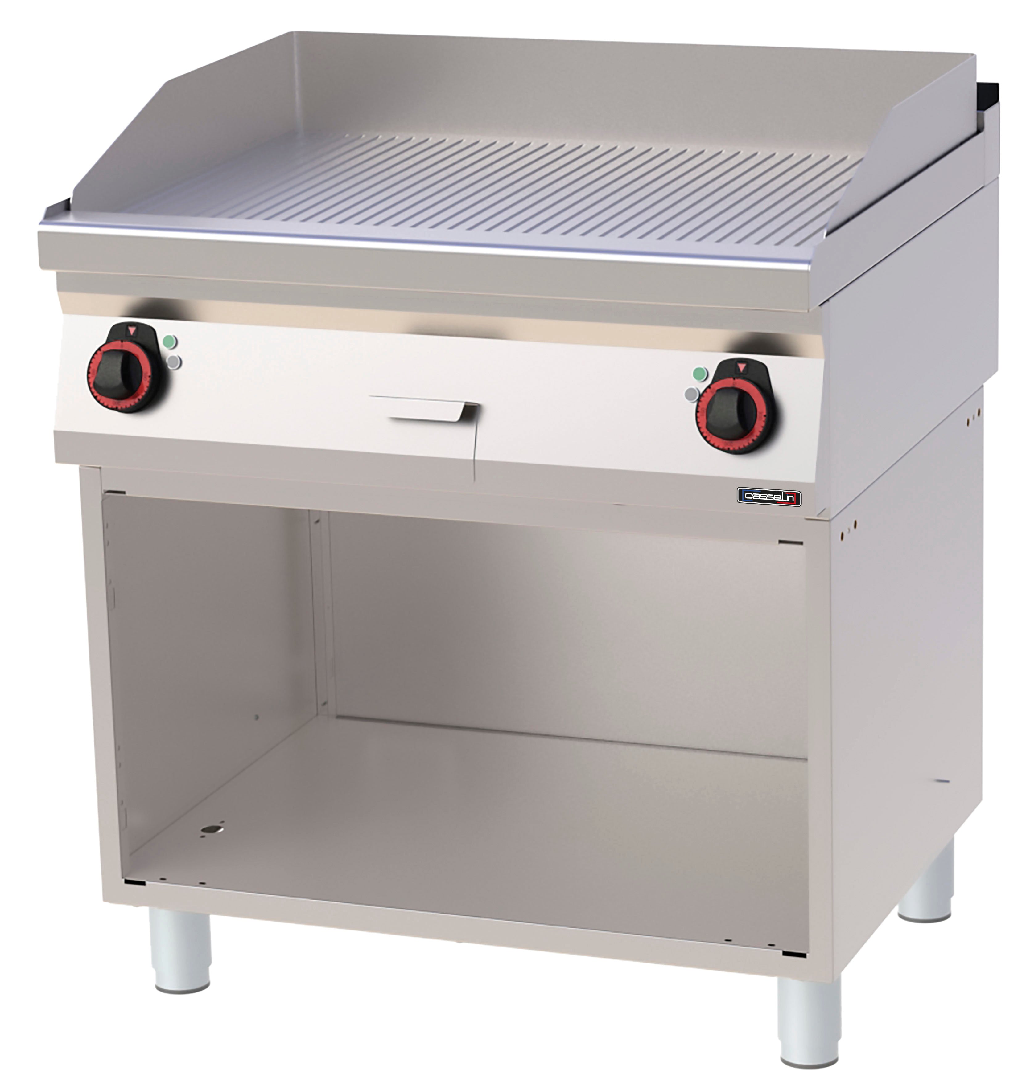 Grillplatta Rillet gjutjärn med öppet skåp 80
