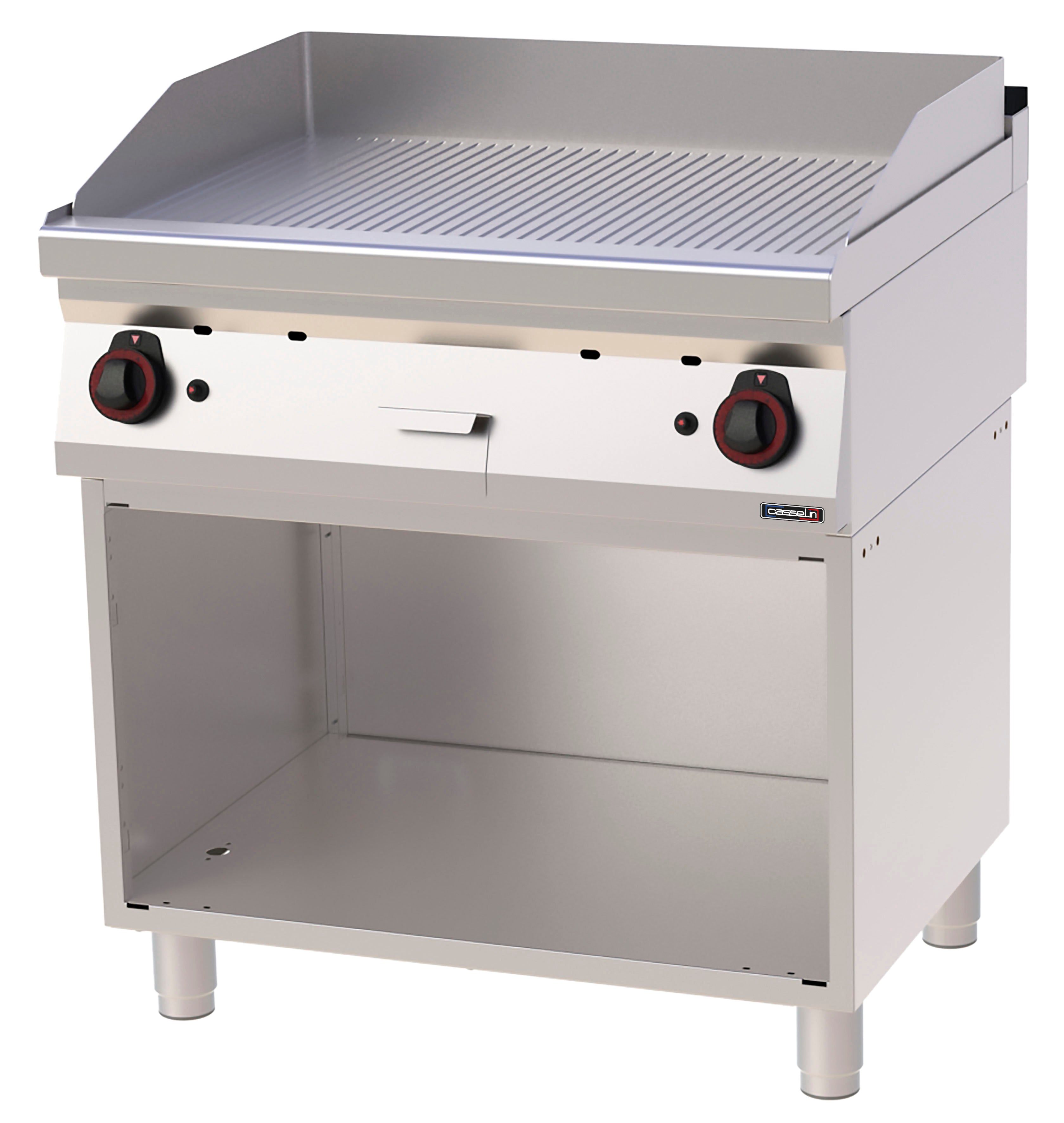 Gasgrillplatta Rillet gjutjärn med öppet skåp 80