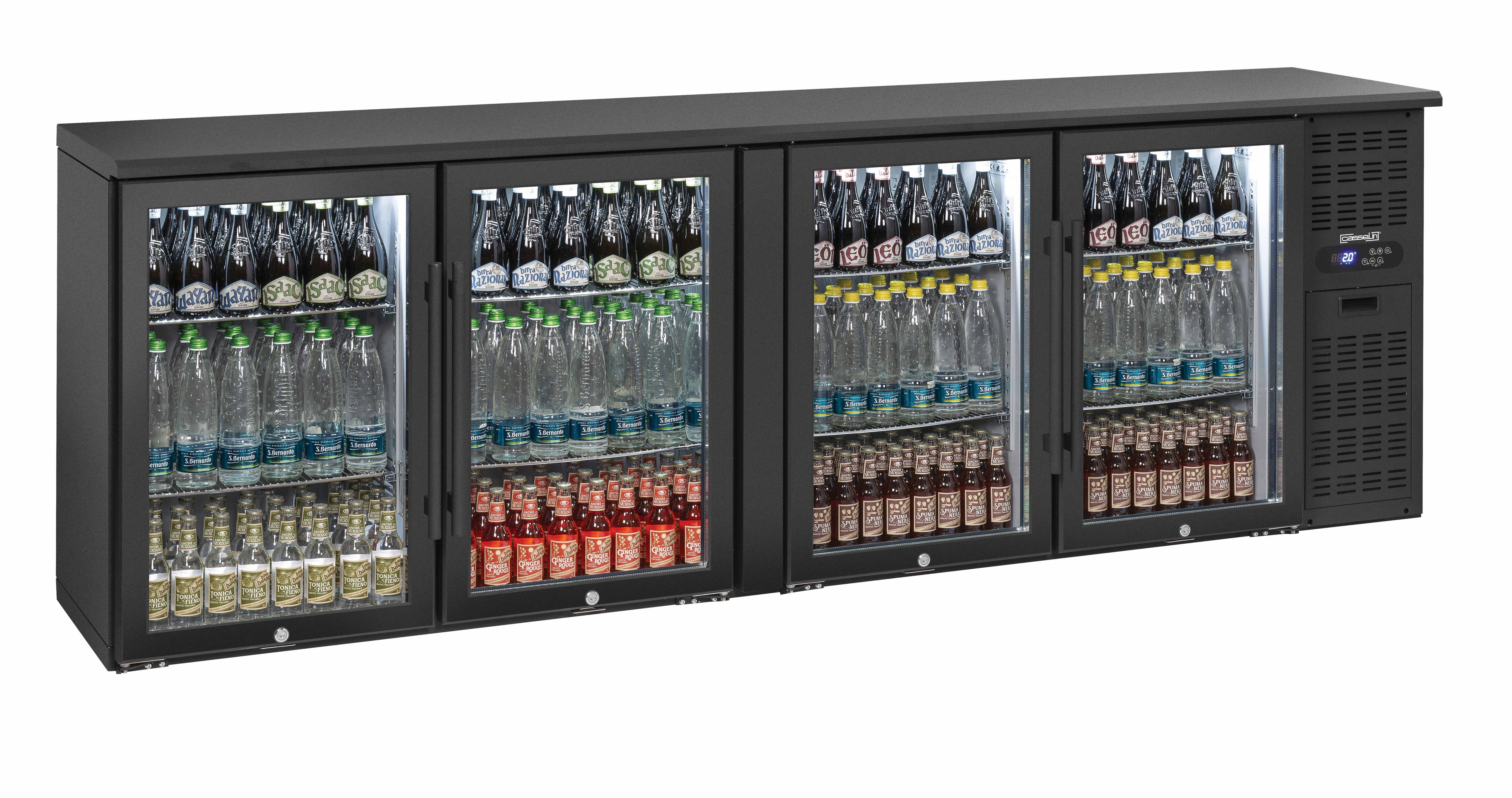 Backbar kylskåp med 4 glasdörrar