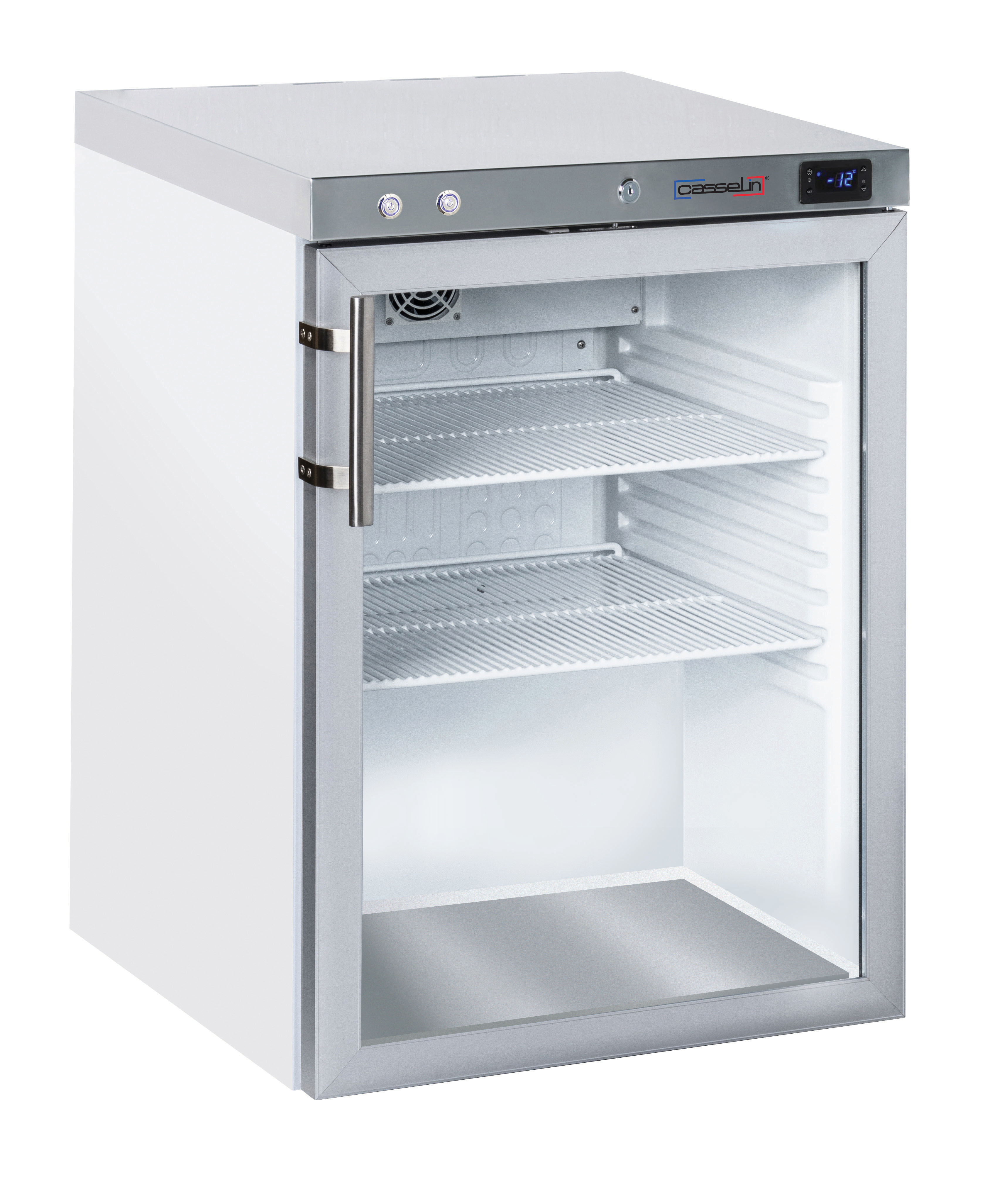 Frisör med glasdör, vertikal, 140 L, vit