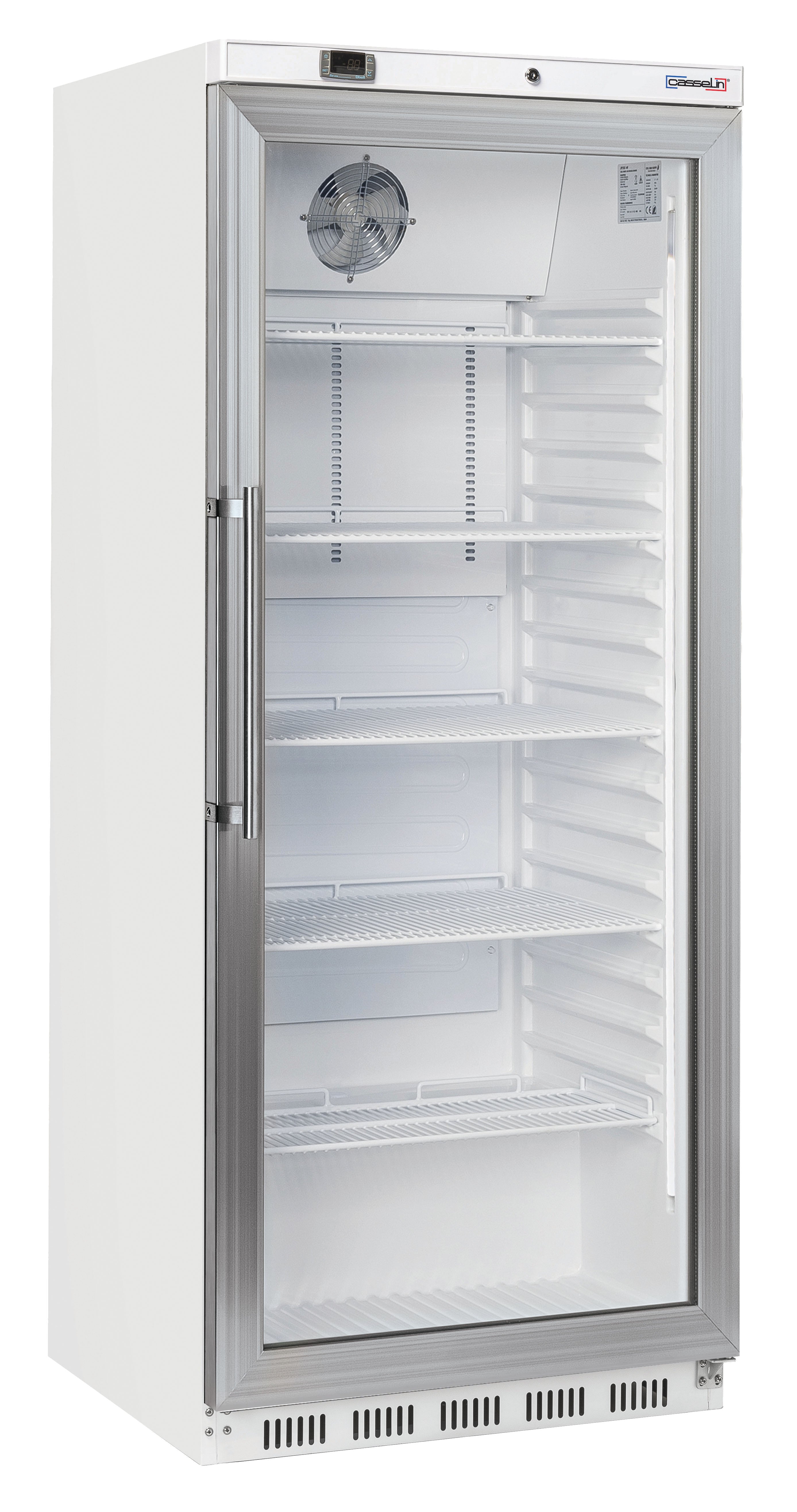 Frittstående kylskåp med glasdörr, 600 L, vit