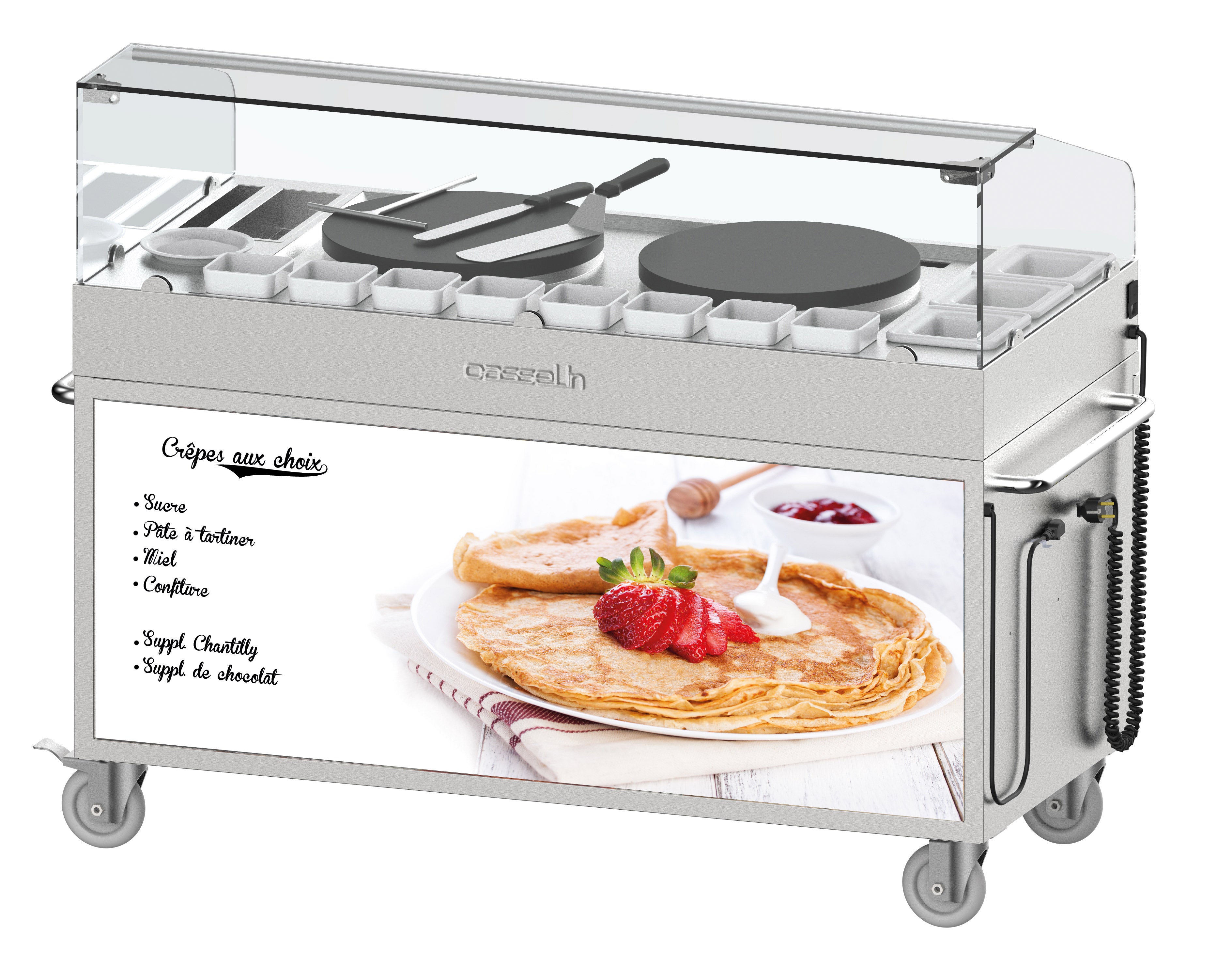 Dubbel elektrisk crêpe-maker vogn 40 - inbyggd