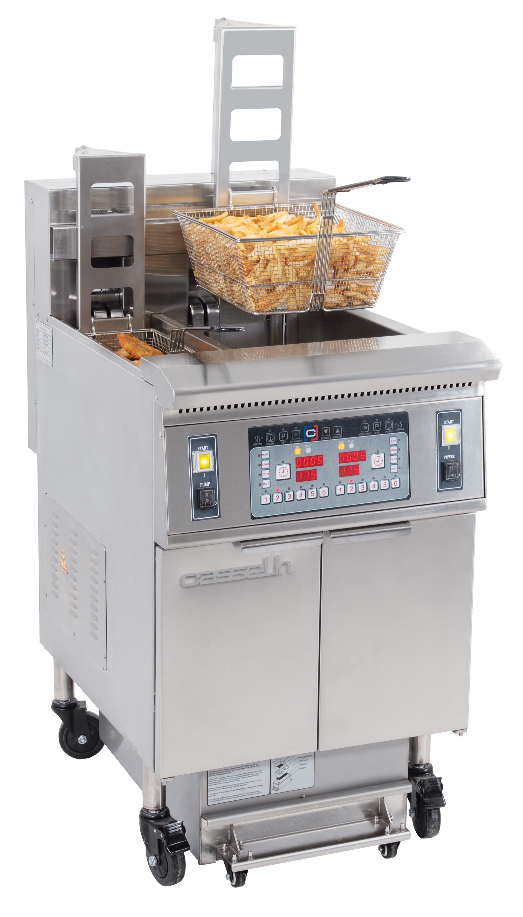 Elektrisk fritös med automatisk lyft- och filterfunktion 12 + 22 liter 8,5+17kW