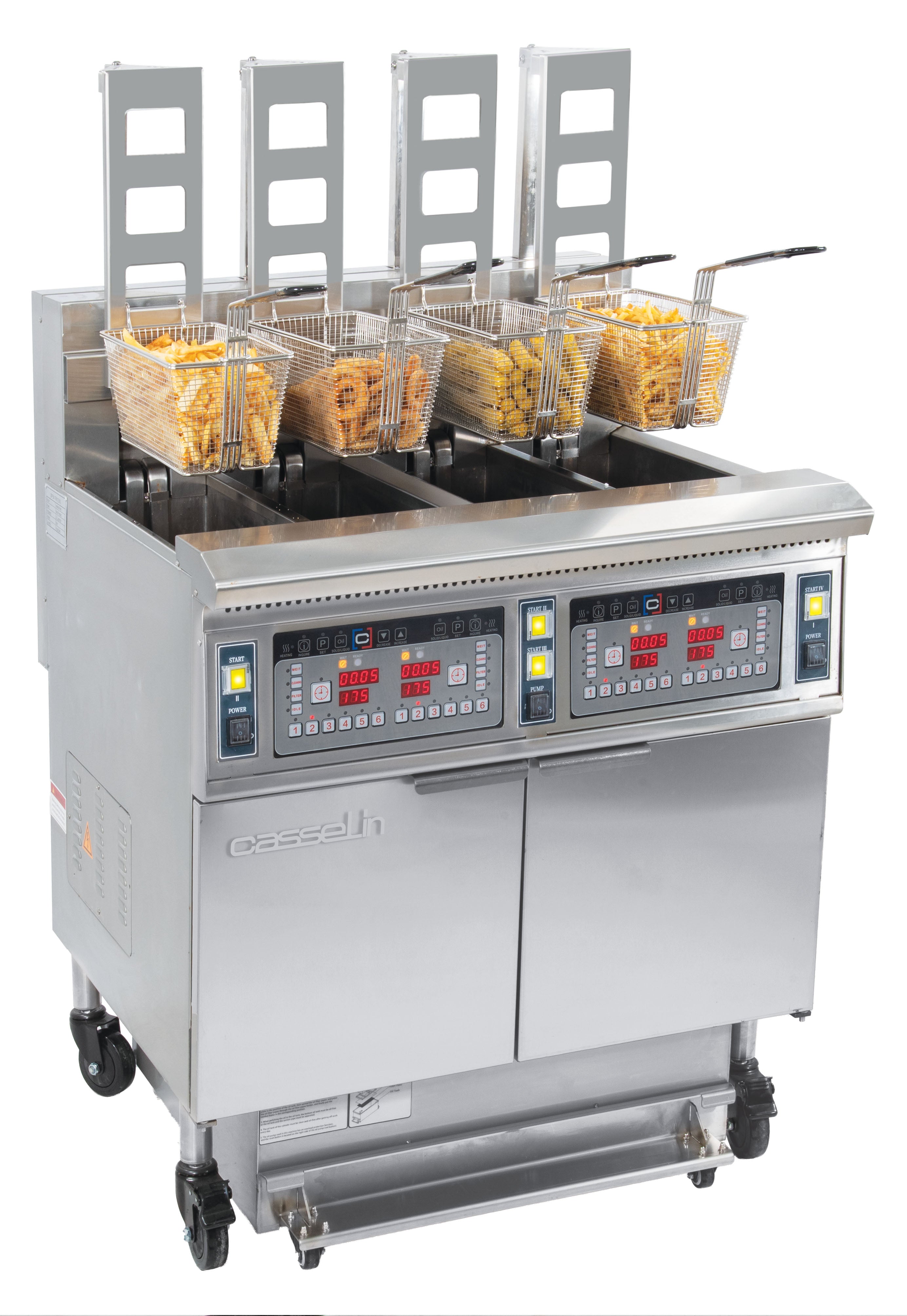 Elektrisk fritös med automatisk lyft- och filterfunktion, 4 x 12 liter, 17+17kW