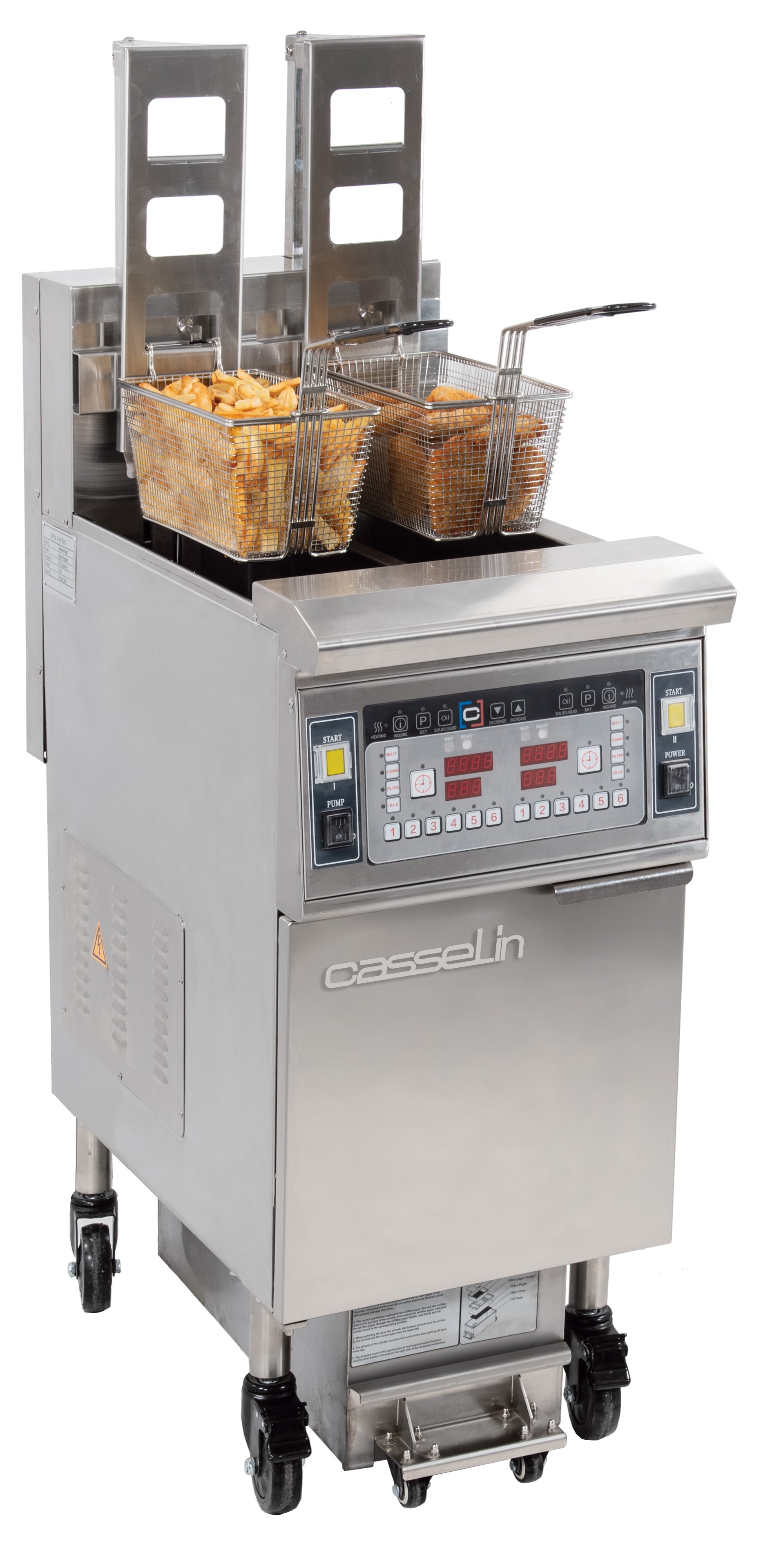 Elektrisk fritös med automatisk lyft- och filterfunktion, 2 x 12 liter, 17 kW.