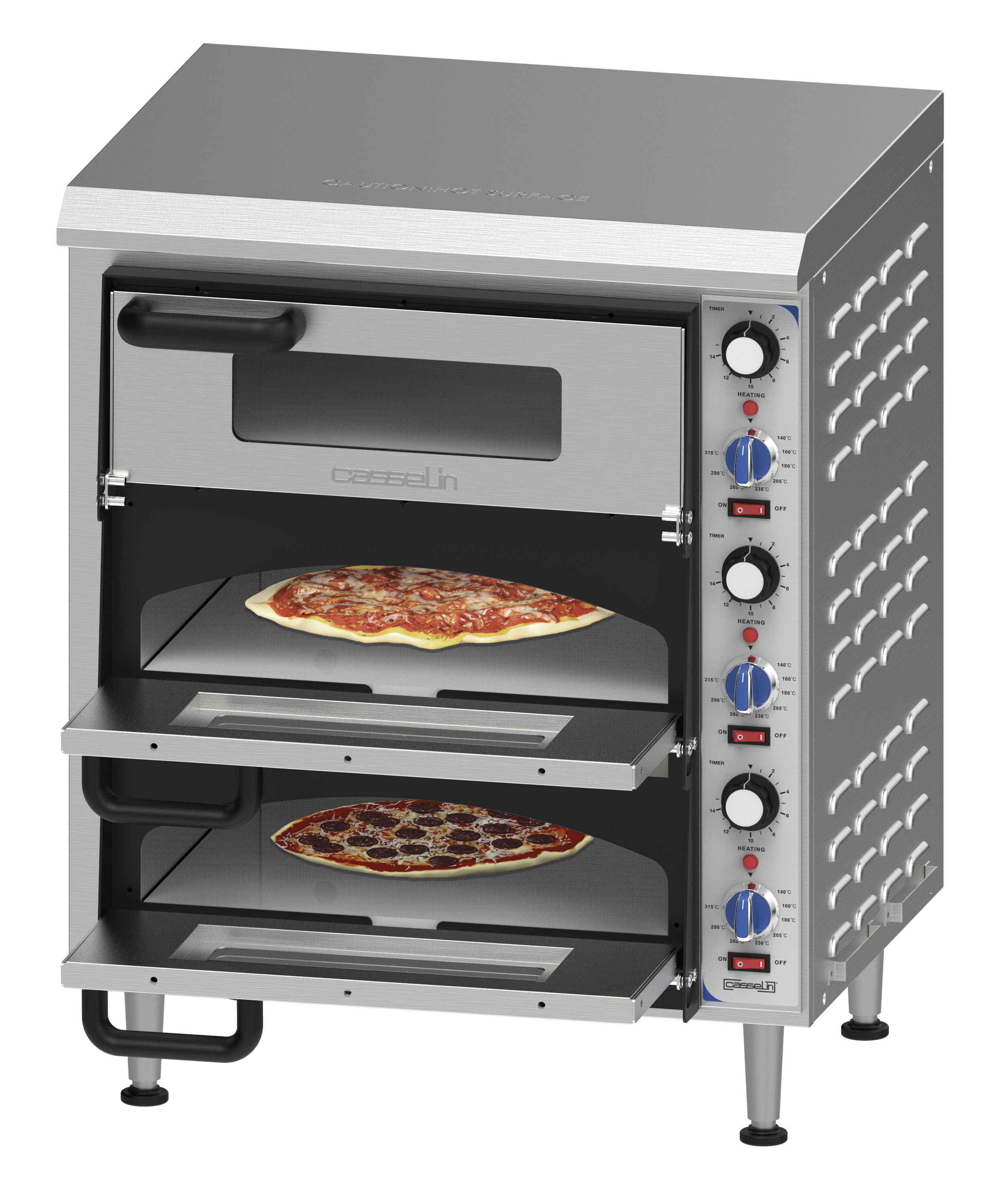 Elektrisk pizzaugn med 3 ugnskamrar, 35 cm