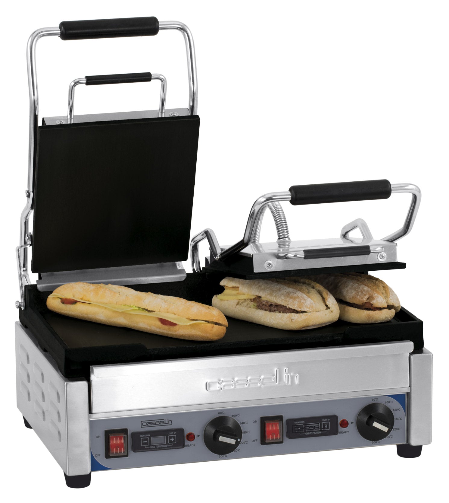 Dubbel kontaktgrill Premium slät - slät med timer