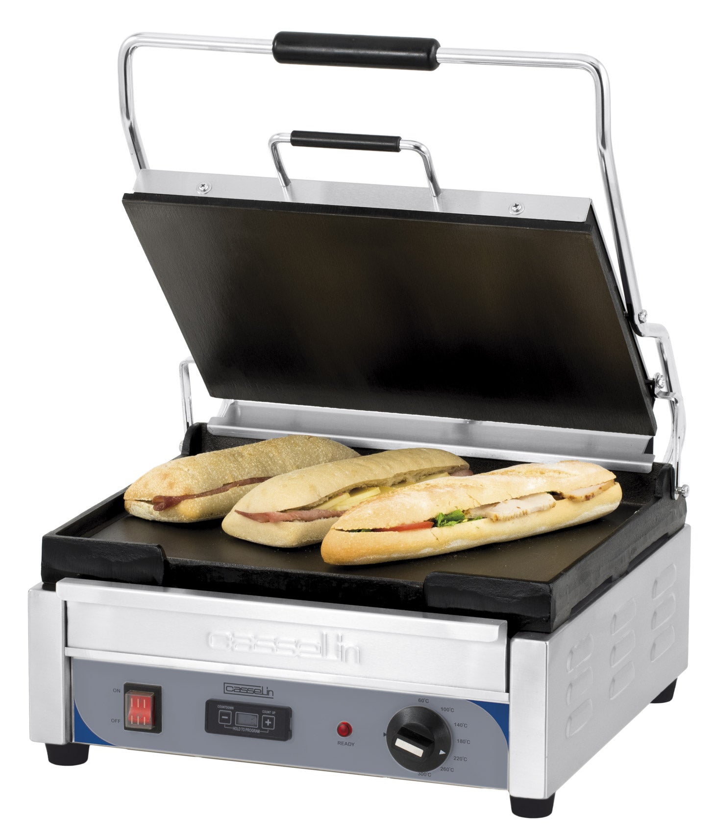 Kontaktgrill Premium stor, slät - slät med timer