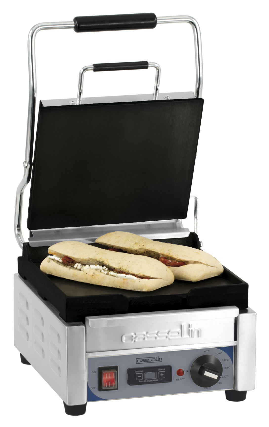 Kontaktgrill Premium liten, slät - slät med timer