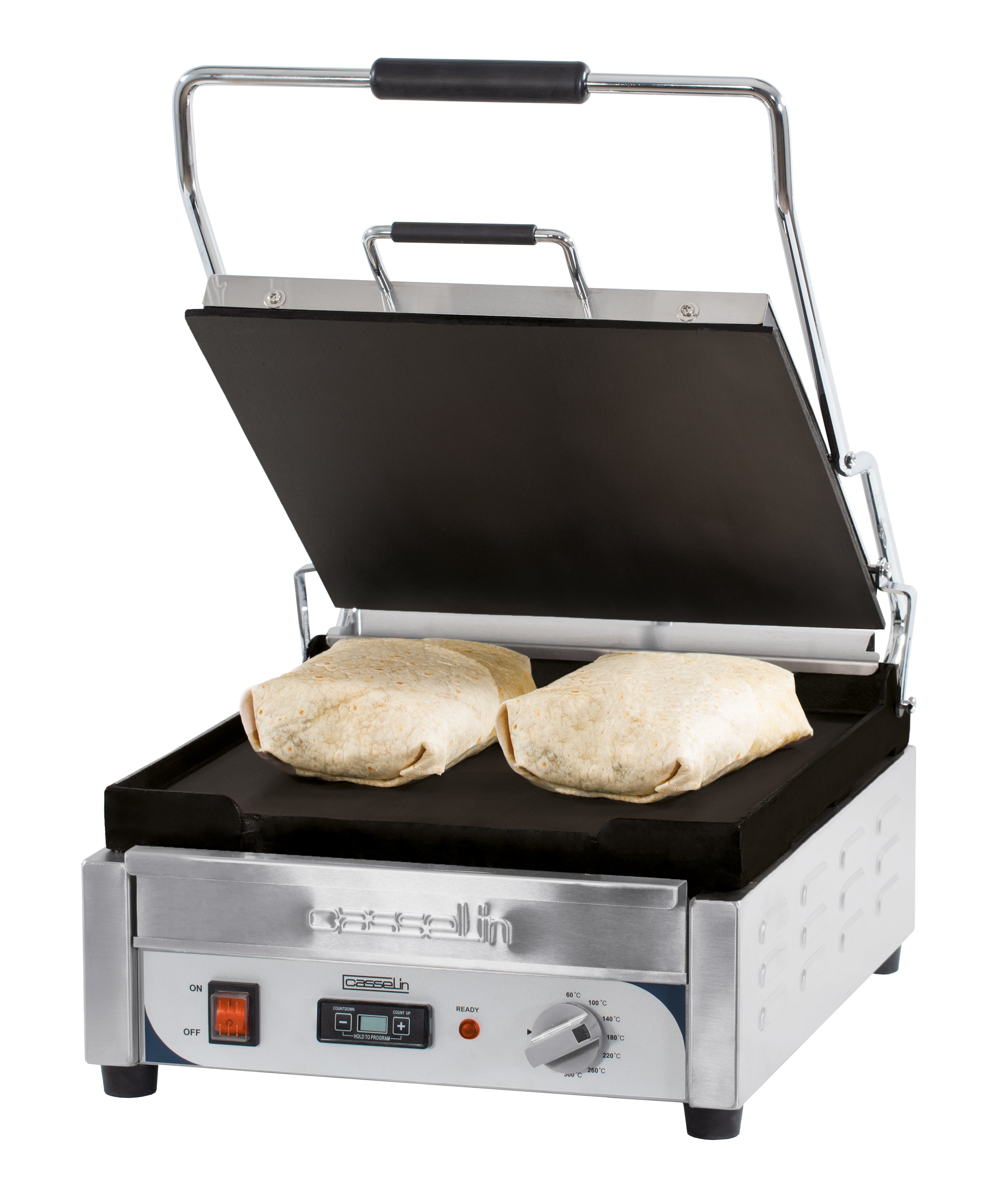 Kontaktgrill premium, slät - slät med timer - XL