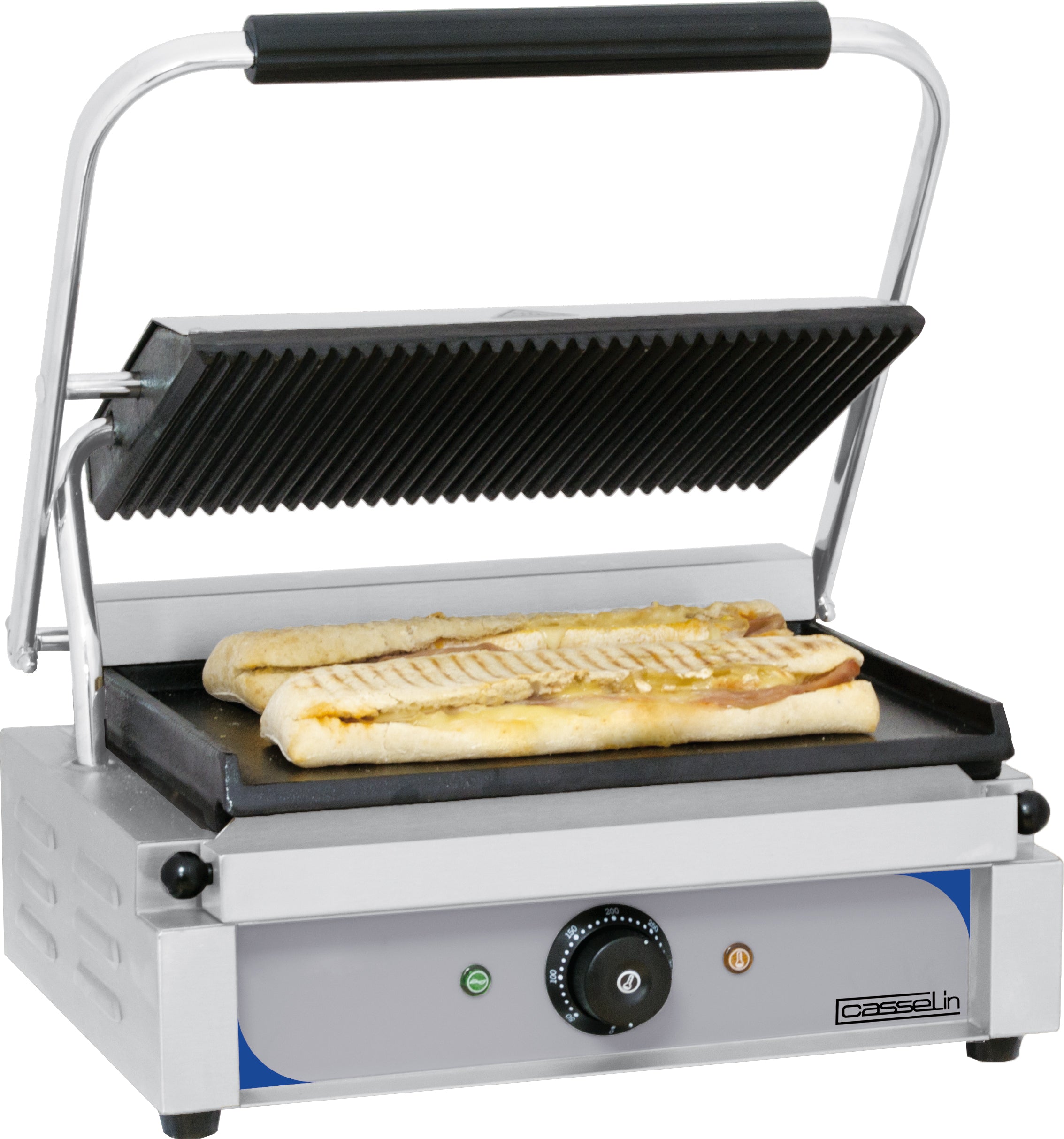 Kontaktgrill med rillade plattor - släta plattor