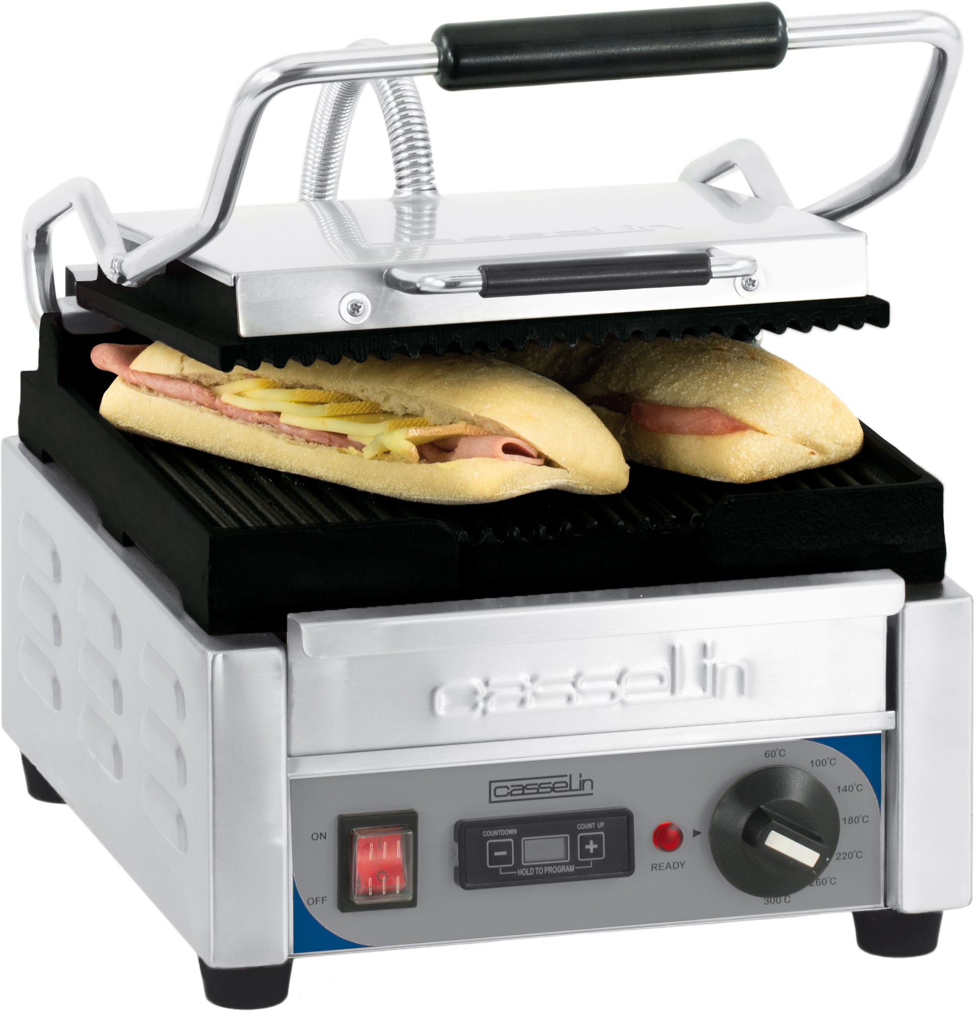 Kontaktgrill Premium liten rillet - rillet med timer