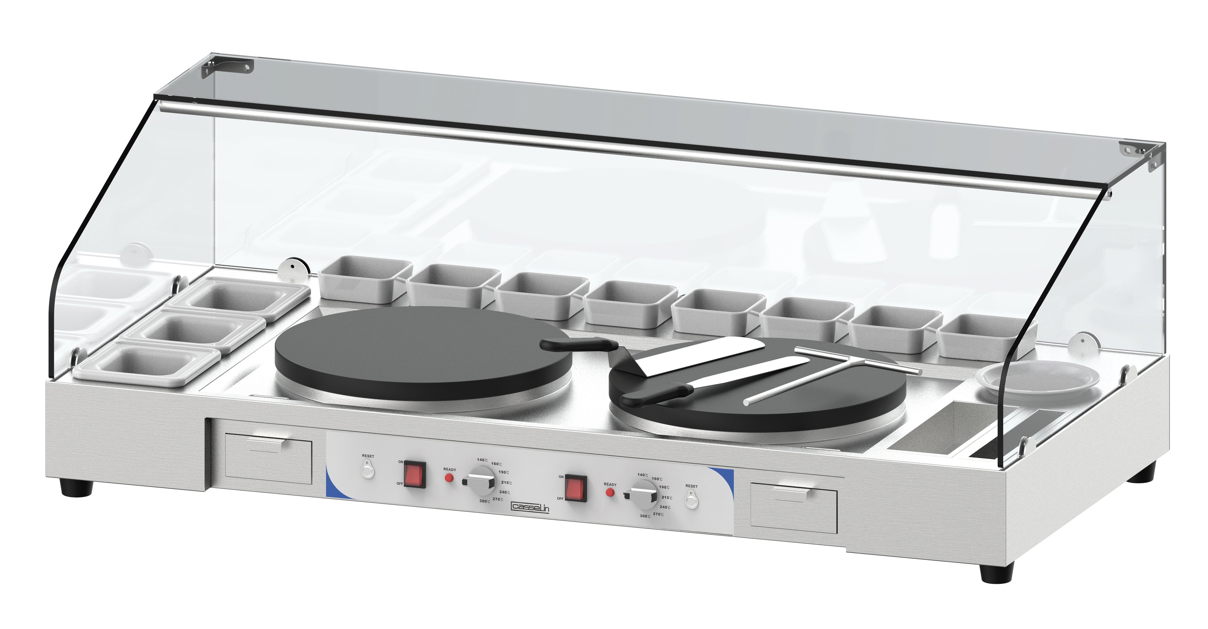 Serveringsstation för dubbel crepe maker