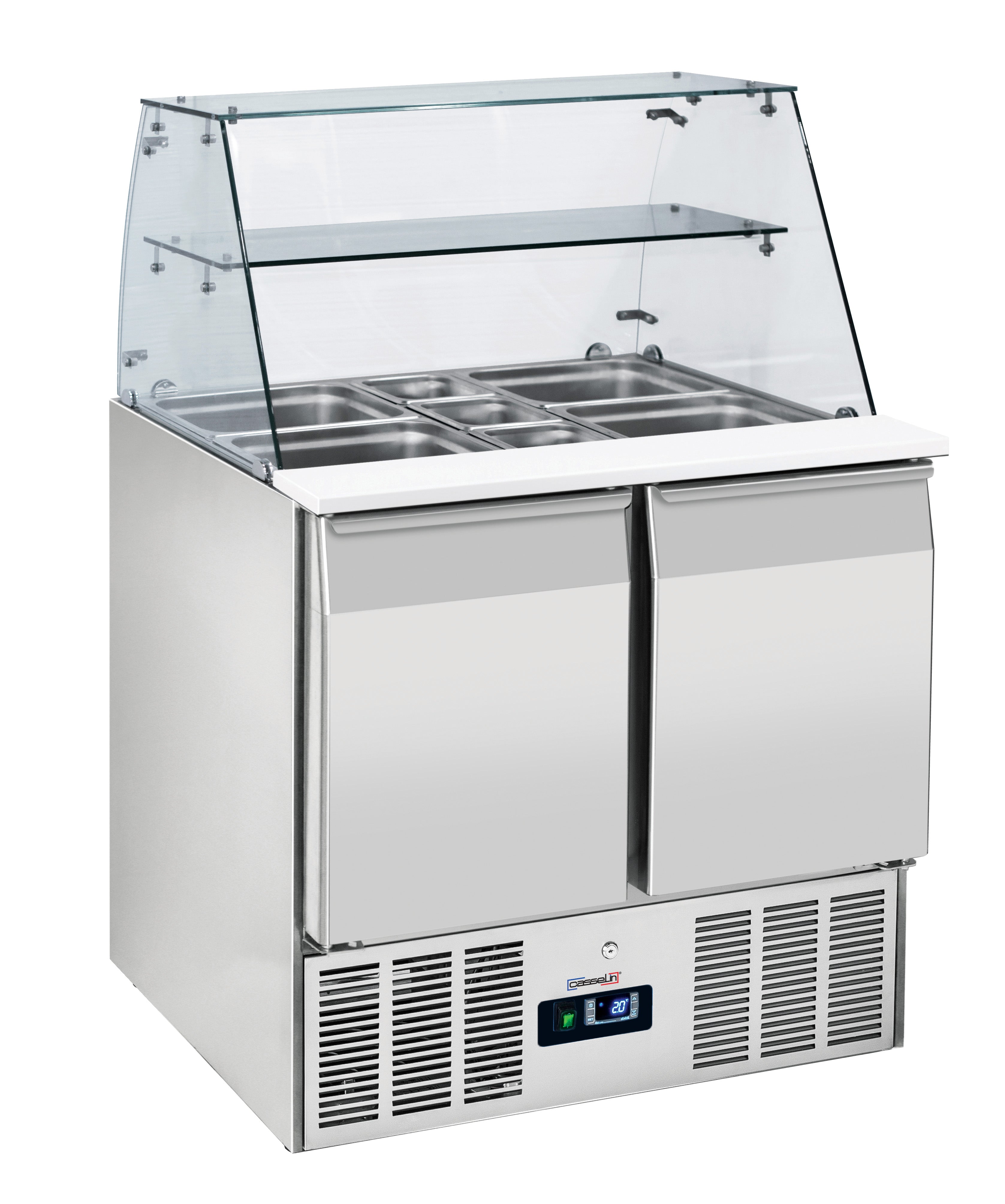 Saladette med glasdisplay, 2 lådor, GN 1/1
