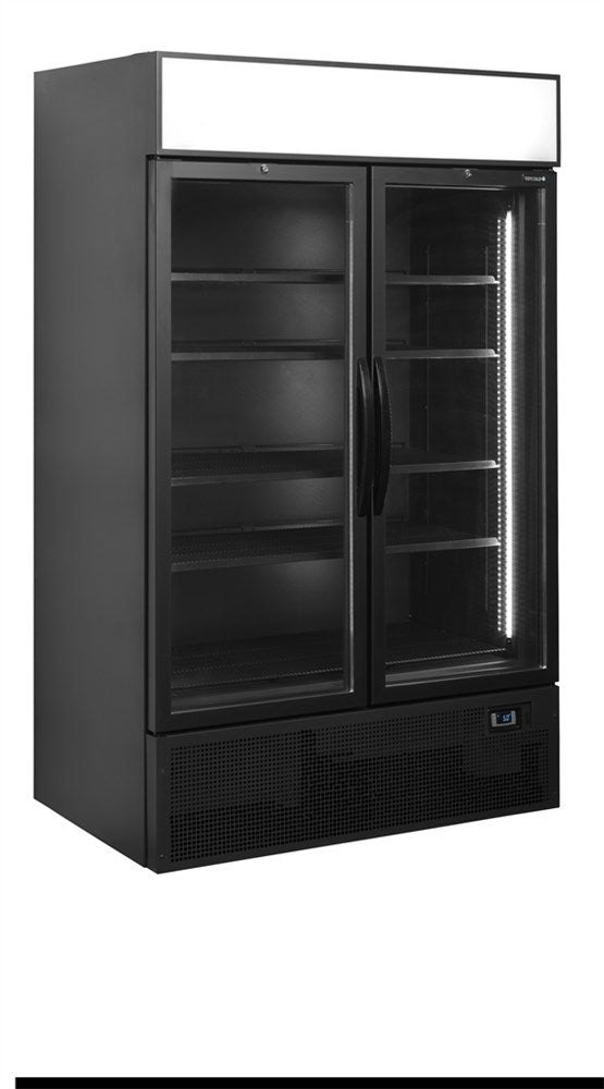 Svart 2-dörrars displaykylare med ljus topp - 796 liter - FSC1000H SVART 