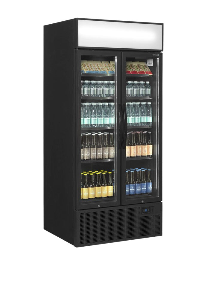 Svart 2-dörrars displaykylare med ljus topp - 707 liter - FSC890H SVART 