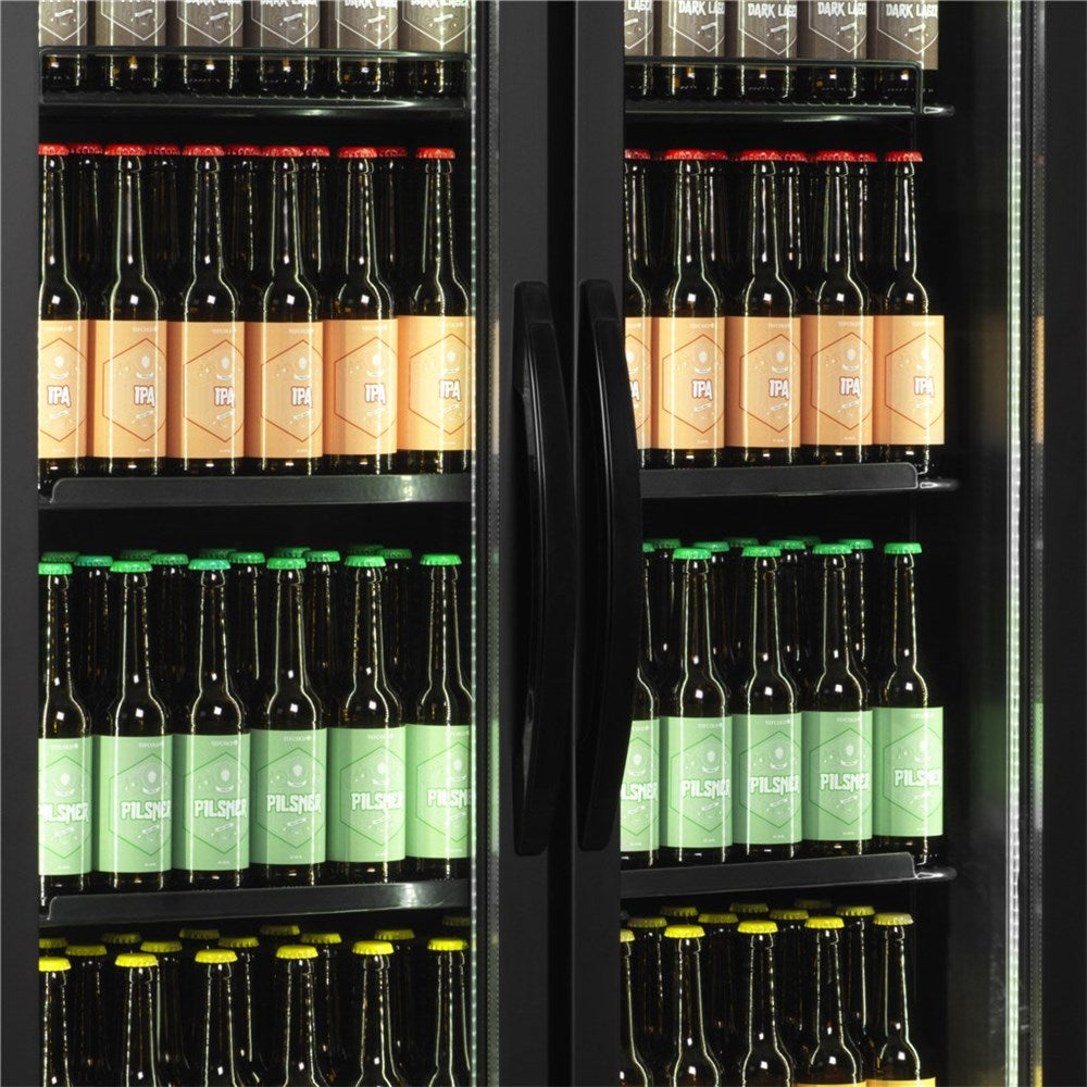 Svart 2-dörrars displaykylare med ljus topp - 707 liter - FSC890H SVART 