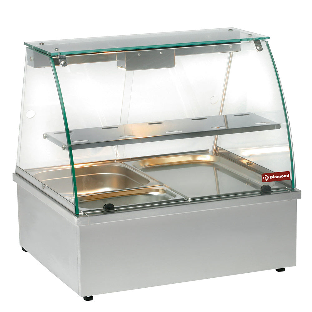Varmvitrinskåp, bain-marie 2x GN 1/1, panorama