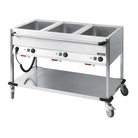 Bain-Marie - Vagn med hjul - 3 X GN 1/1 