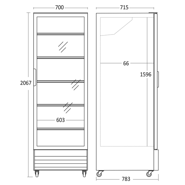 Displaykyl - 1 dörr - 592 liter - svart - SD 726 BE