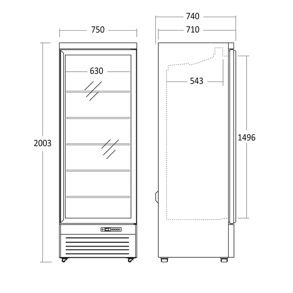 Displaykyl - 1 dörr - 614 liter - svart