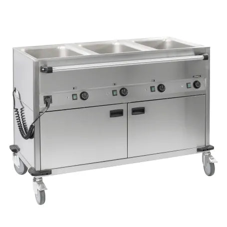 Bain-Marie - Vagn med hjul - Med Värmare - 3 X GN 1/1 