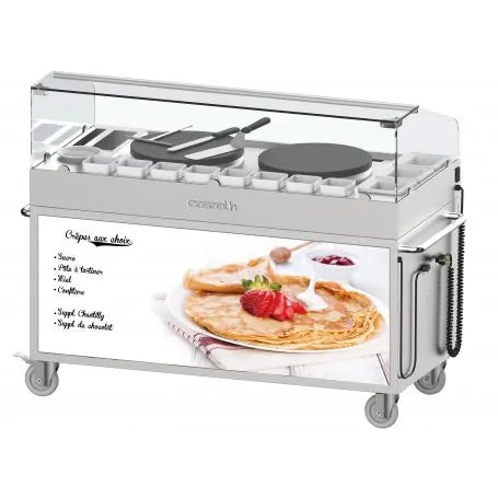 Crepesvagn - 2 tallrikar Ø400 - Hjul och plats för förvaring mm