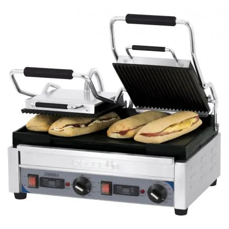 Dubbel Premium Ribbed Panini Grill - Smidig med timer 