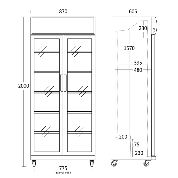Displaykyl - 2 dörrar - 569 liter - svart/vit - SD 881 HE