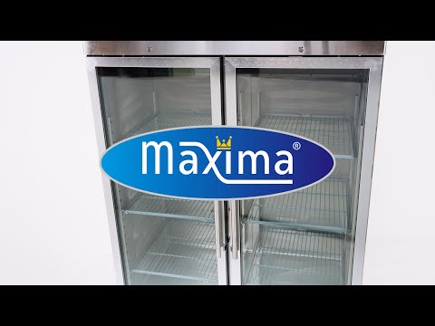 Kylskåp - 1200L - 6 justerbara hyllplan (2/1GN) - Rostfritt stål - med glasdörr