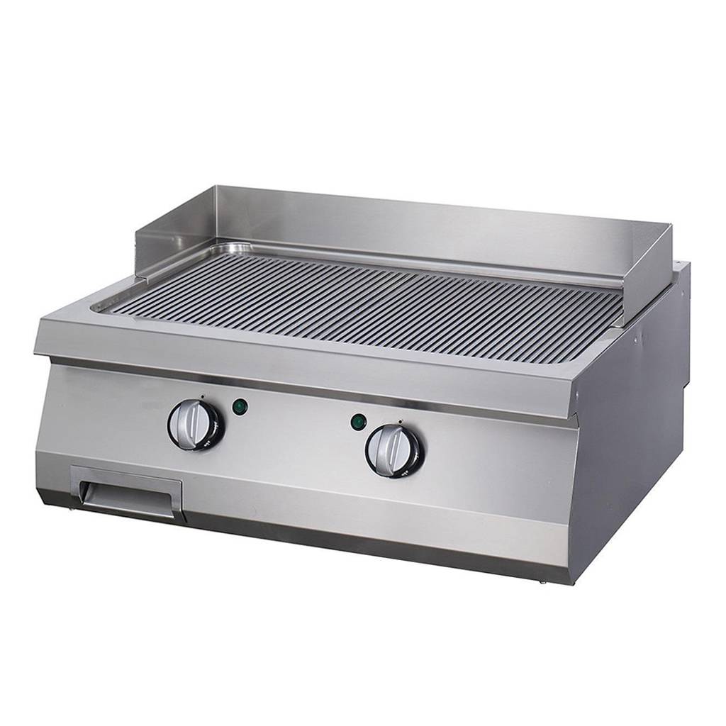 Heavy Duty Grillplatta - Räflad krom - Dubbel enhet - 70 cm djup - Elektrisk