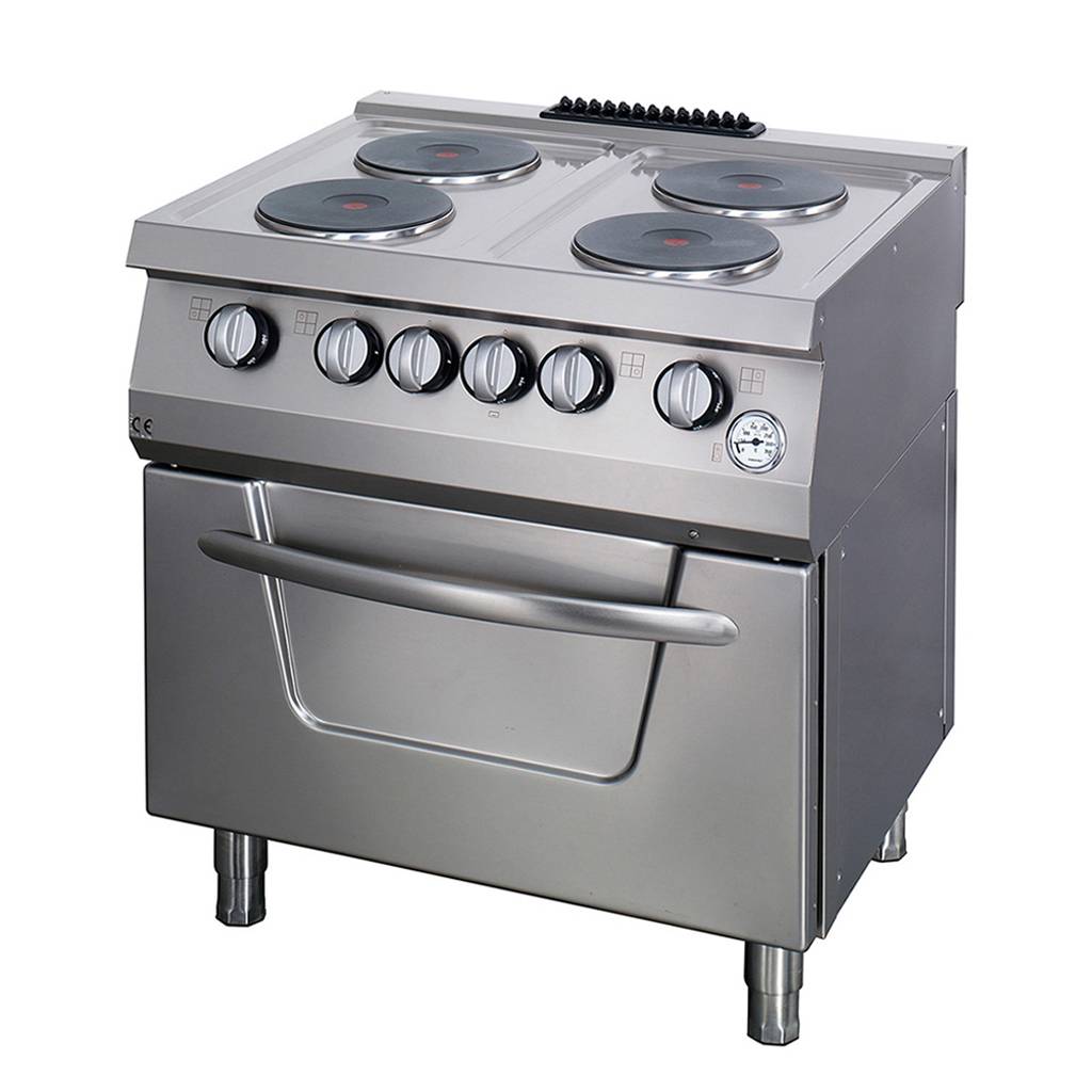 Heavy Duty spis - 4 brännare - Dubbel enhet - 70 cm djup - med ugn - El