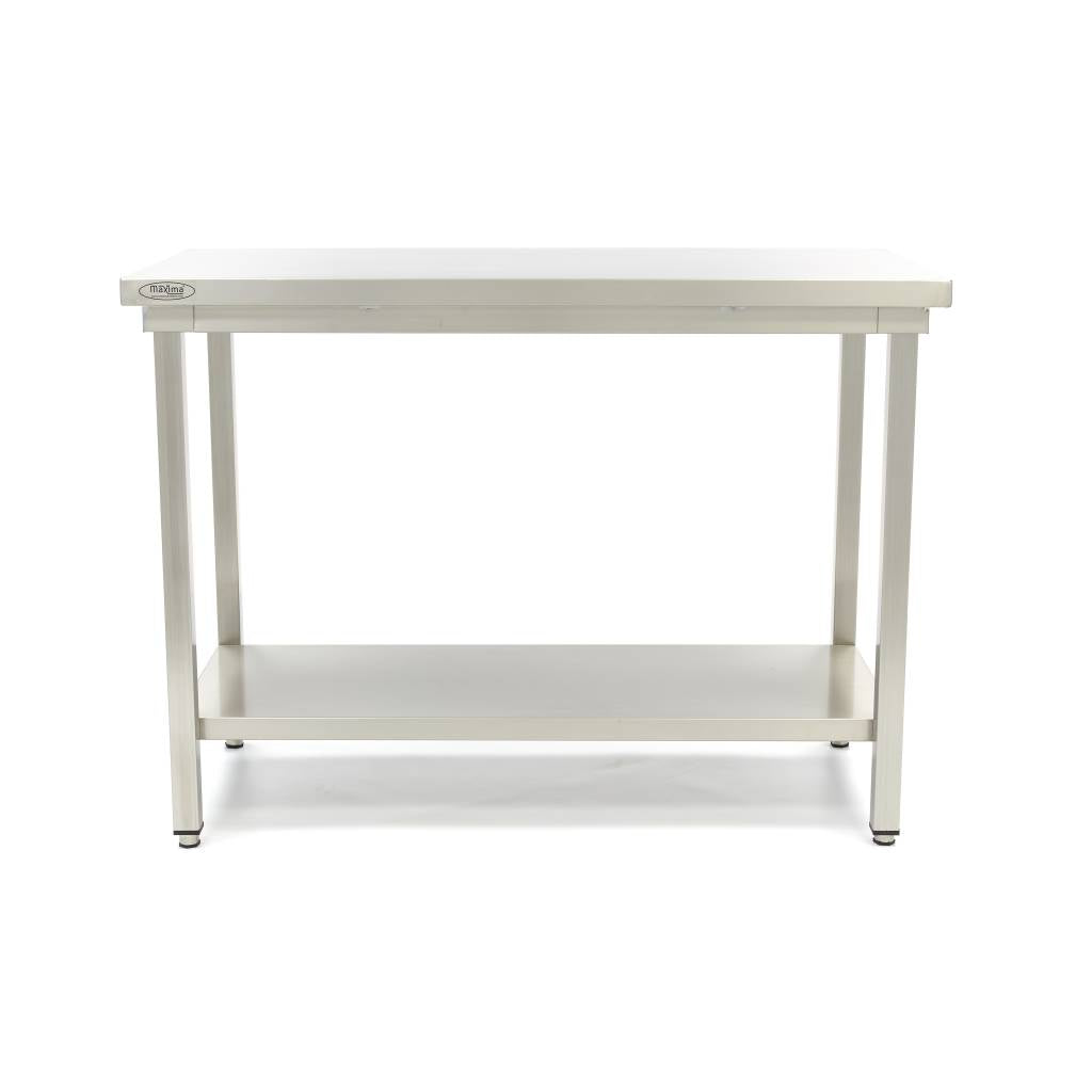 Bord i rostfritt stål - 60 x 60 cm - Justerbar höjd - med förvaringshylla