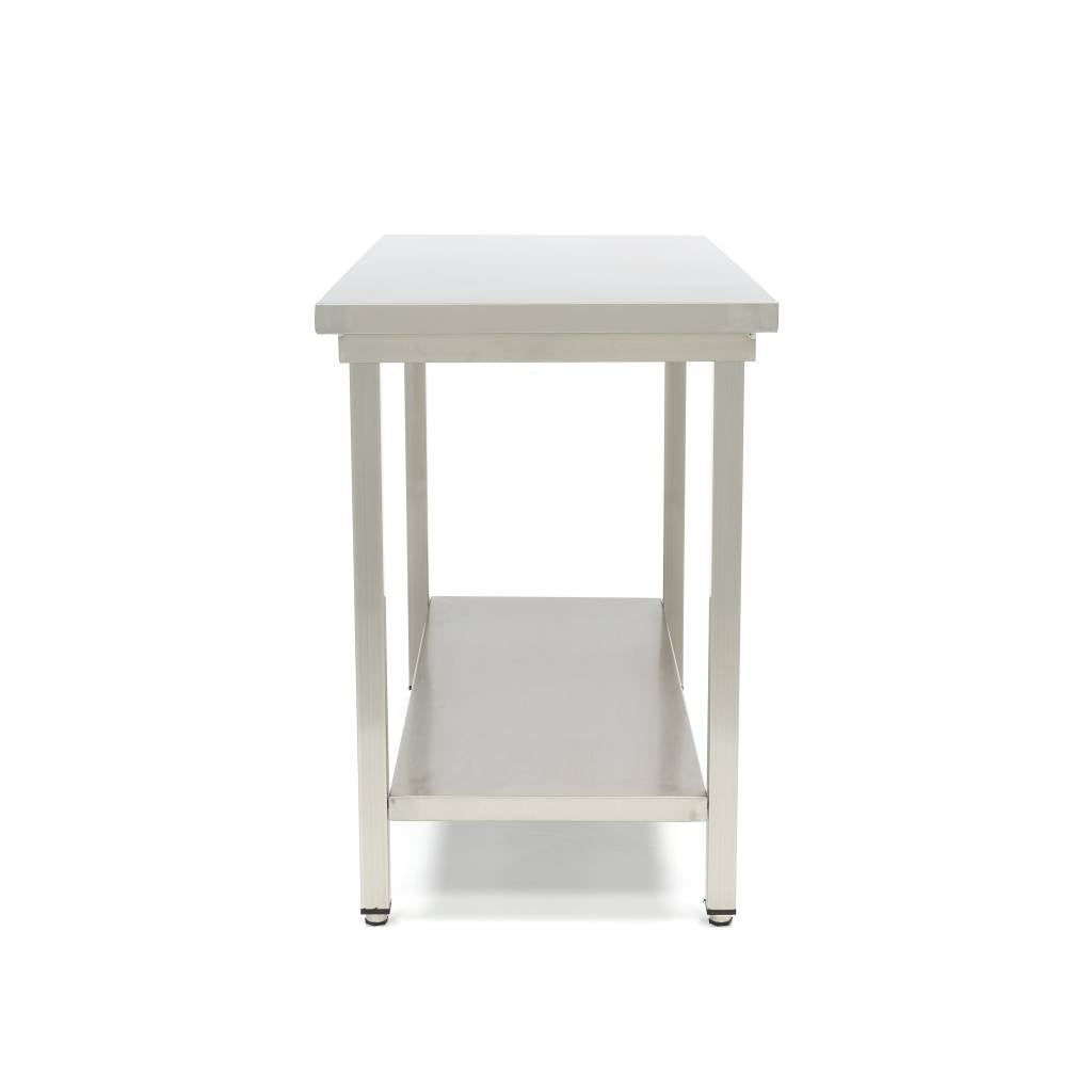 Bord i rostfritt stål - 80 x 60 cm - Justerbar höjd - med förvaringshylla