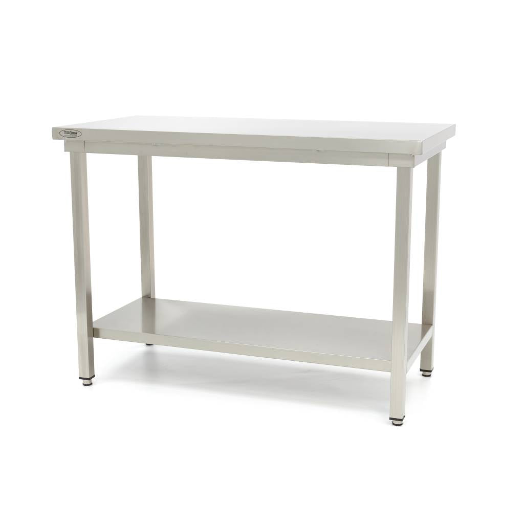 Bord i rostfritt stål - 80 x 60 cm - Justerbar höjd - med förvaringshylla
