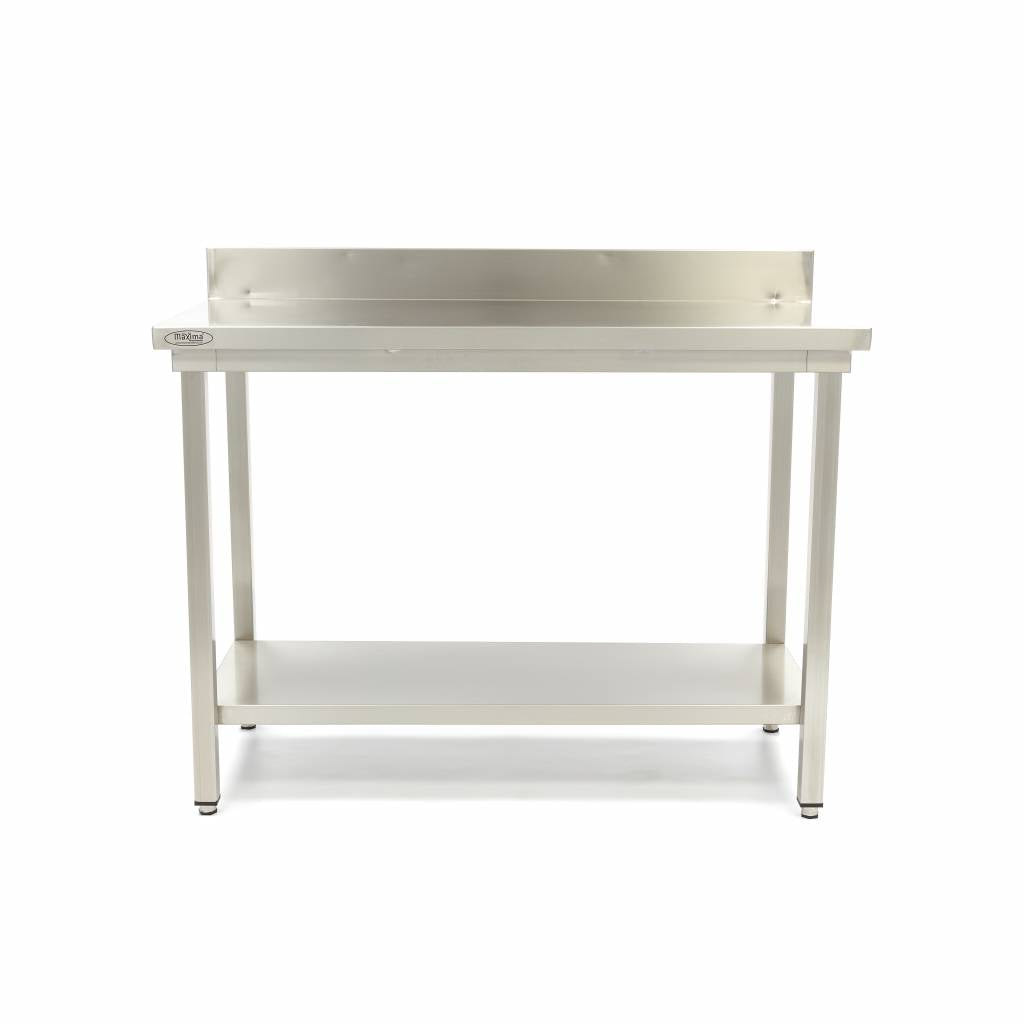 Bord i rostfritt stål - 160 x 70 cm - Justerbar höjd - med ryggplatta