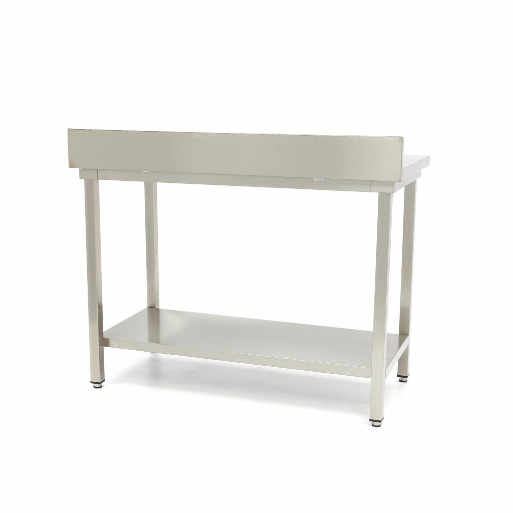 Bord i rostfritt stål - 80 x 70 cm - Justerbar höjd - med ryggplatta