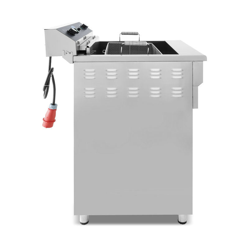 Fritös - 45 liter - 1 korg - med avloppskran - 400V