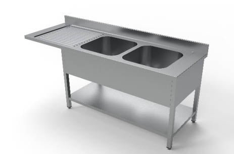 Tvättbord - 2 handfat höger - 180 x 70 cm